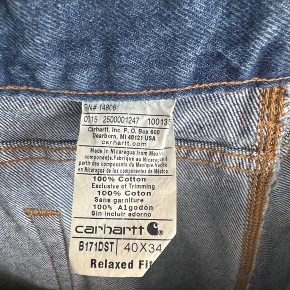 Carhartt Men's CARPENTER RELAXED FIT Work Utlity Jeans Size 40x34 - Picture 3 of 4